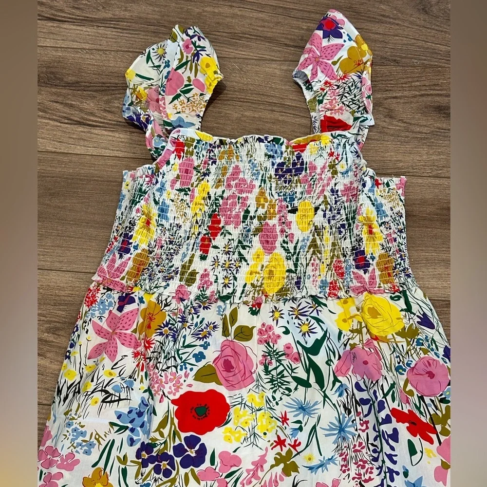 NWT! Anthropologie THML Floral Maxi Smocked Bodice Dress with Ruffle Sleeves - Picture 6 of 13